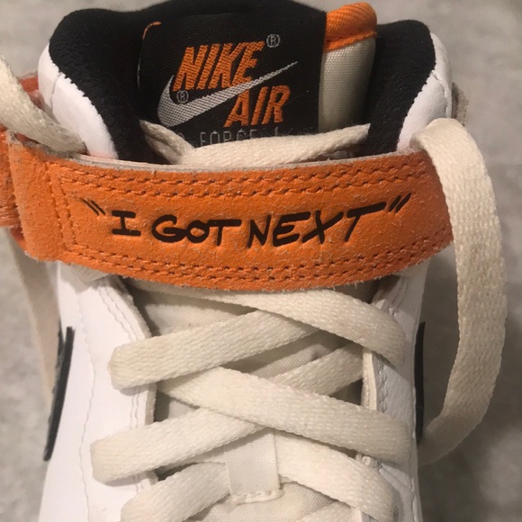 Nike Air Force 1 Sneakers Mens 8 Black White Orange Magma Mid I Got Next DV2134 - Picture 5 of 12